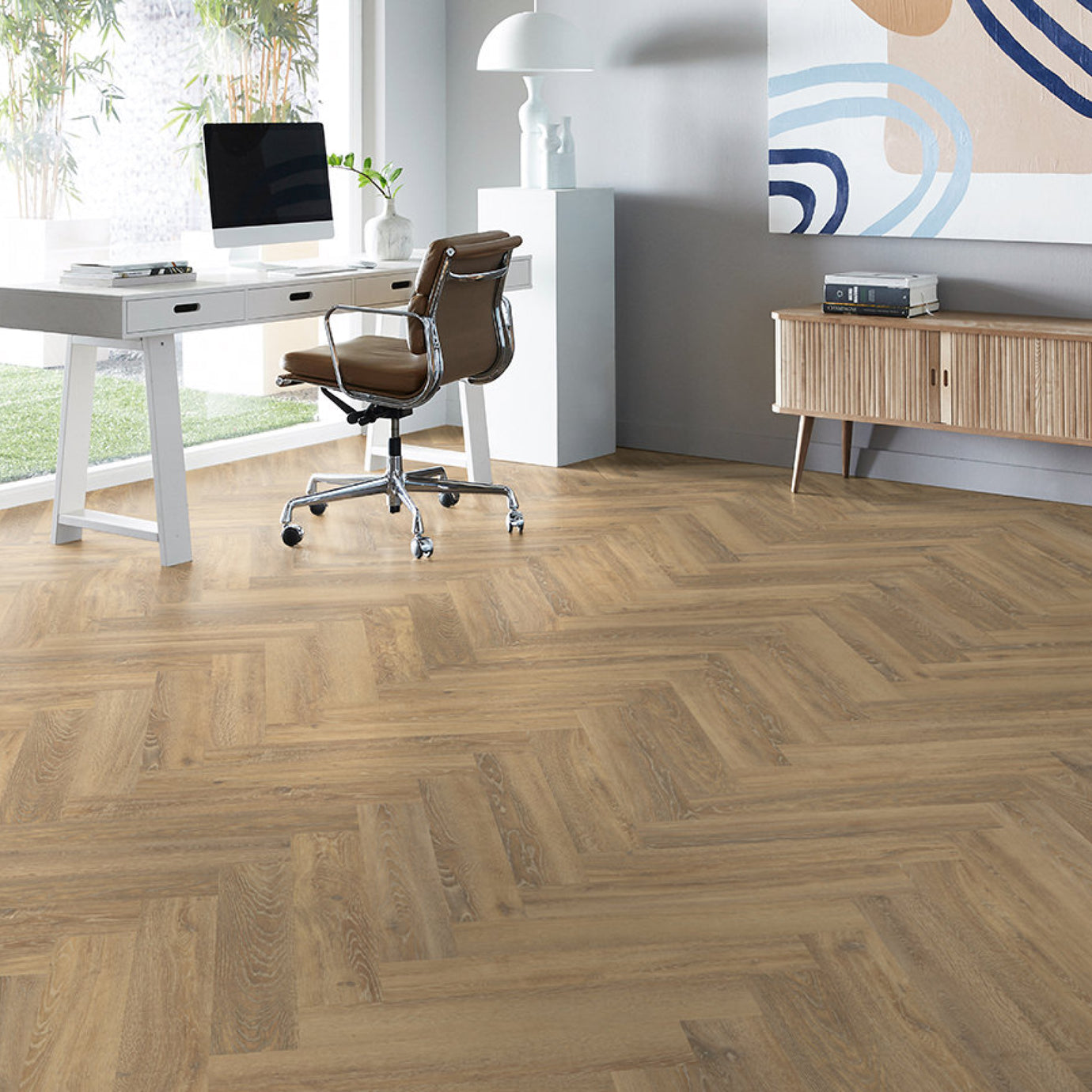 Houtlook PVC tegels visgraat gelegd